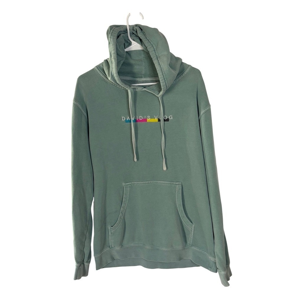 David's Vlog Hoodie Mens Sage Green Independent Trading Co Sweatshirt
